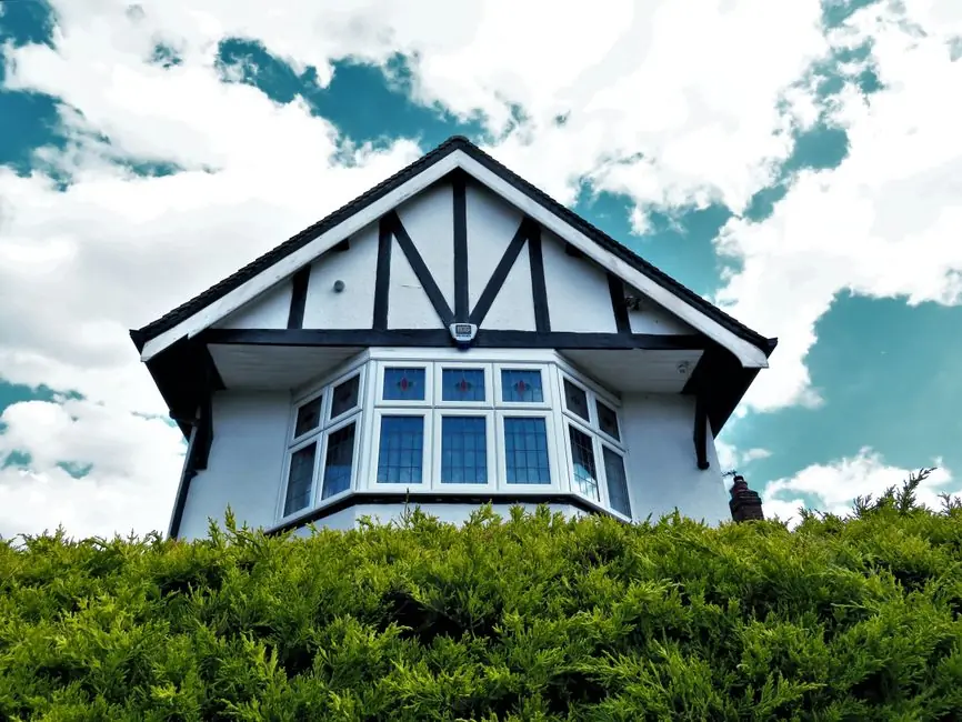 Bay window and gable of a 1930s style semi detached house of the kind found along the Liverpool Road corridor in Crosby