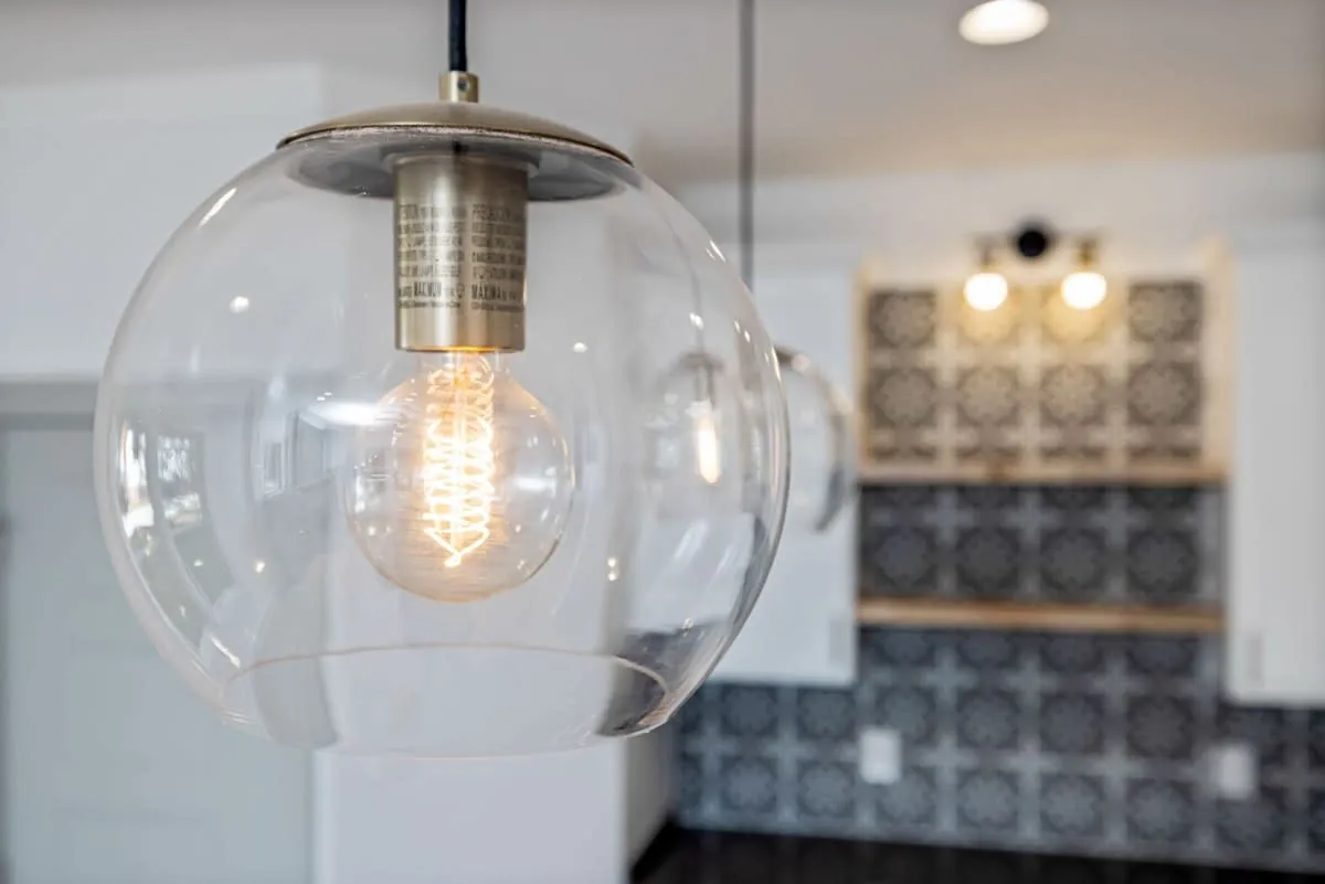 Modern kitchen with layered lighting in a St Helens home