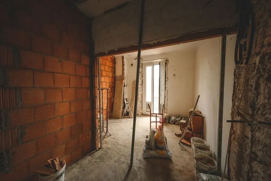 Stripped back interior of a Liverpool property during a kitchen removal