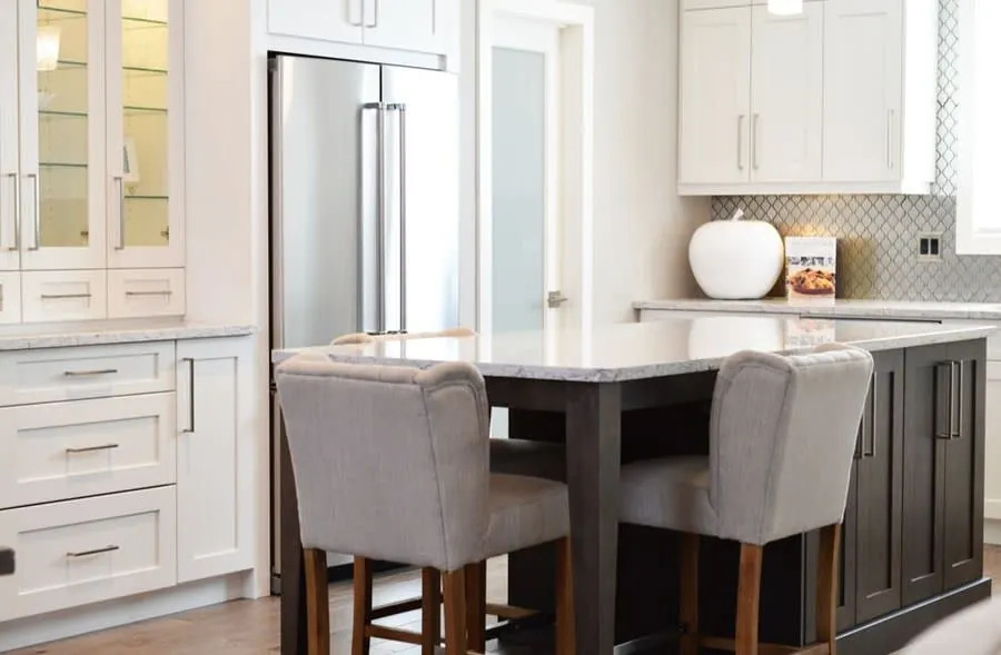 Finished fitted kitchen with wooden cabinets in a Liverpool home