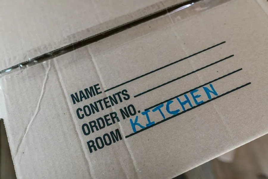 Flat pack kitchen units delivered in boxes to a Liverpool property
