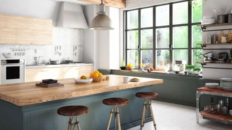 Modern handleless style fitted kitchen with clean door fronts in a Liverpool home
