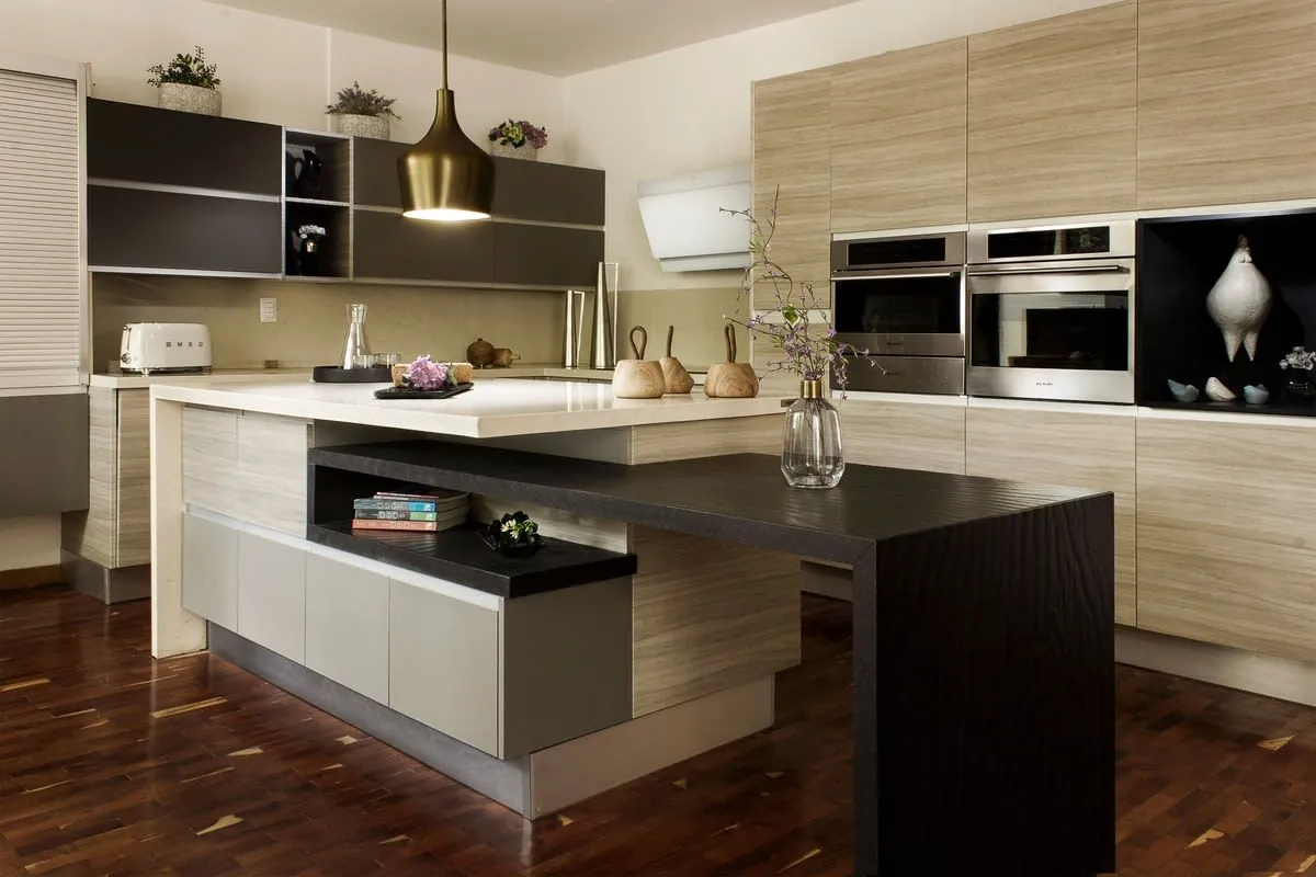 Kitchen island with seating in a Liverpool semi-detached home